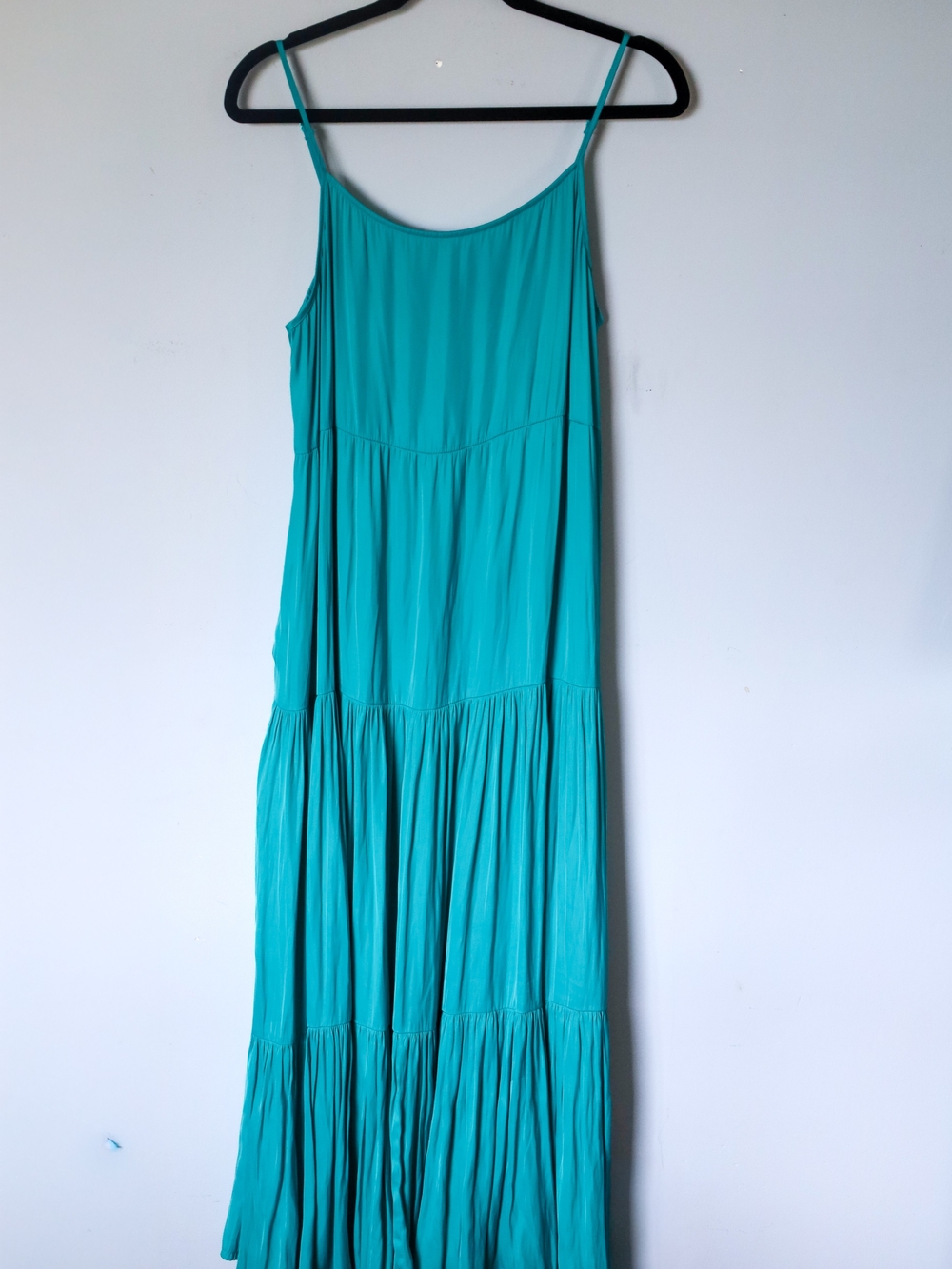 Joie Teal Tiered Spaghetti-Strap Maxi Dress
